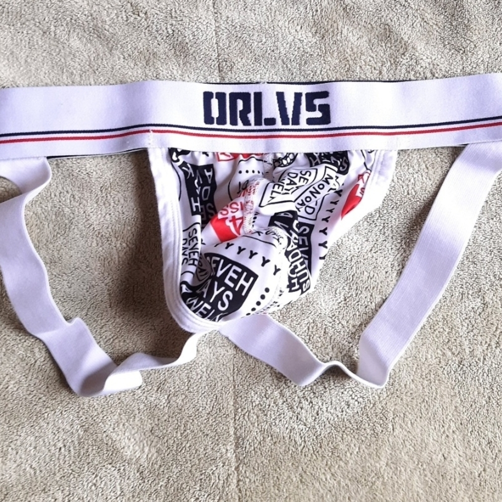 Men's White and Black Jockstrap Underwear